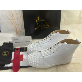 Christian Louboutin High-top Lou Spikes White/white Leather Sneaker