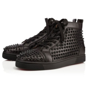 Christian Louboutin High-top Louis Black/black/bk Calf Sneaker