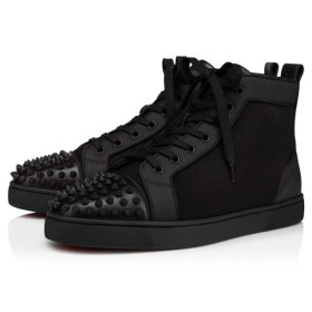 Christian Louboutin High Top Varsilou Spikes Black Calf