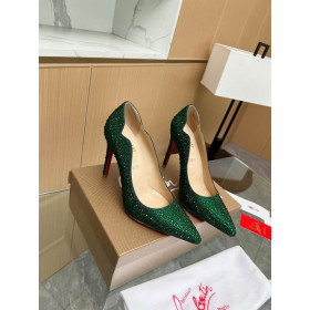 Christian Louboutin Hot Chick 100 Pumps Strass Embellished Leather Green