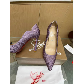 Christian Louboutin Hot Chick 100 Pumps Strass Embellished Leather Purple