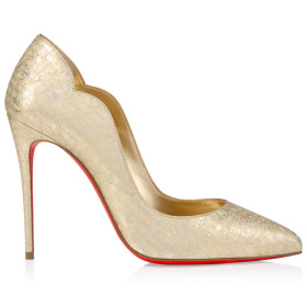 Christian Louboutin Hot Chick Pumps 100 mm Laminated Leather Gold