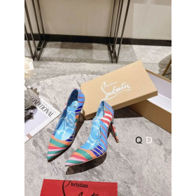 Christian Louboutin Hot Chick Pumps 100mm Striped Grand Bain Swimming Pool Patent Multicolor