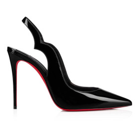 Christian Louboutin Hot Chick Sling 100 Mm Sling Back Pumps Patent Leather Black