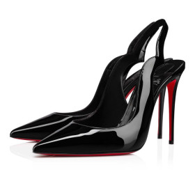 Christian Louboutin Hot Chick Sling 100 Mm Sling Back Pumps Patent Leather Black
