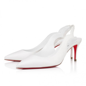 Christian Louboutin Hot Chick Sling 70mm Sling Back Pumps Nappa Leather Bianco