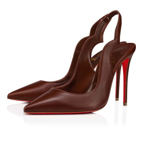 Christian Louboutin Hot Chick Sling Pumps 100mm Nappa Leather Nude 8