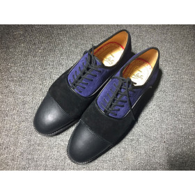 Christian Louboutin Hubertus Oxford Lug-sole Suede and Leather Black Navy