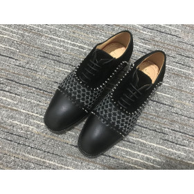 Christian Louboutin Hubertus Oxford Lug-sole Velvet and Leather Black