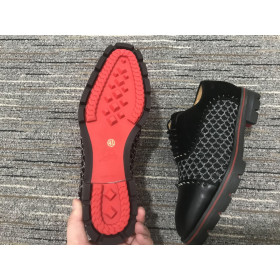 Christian Louboutin Hubertus Oxford Lug-sole Velvet and Leather Black