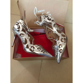 Christian Louboutin Impera Pumps Lasercut Metallic Leather Silver