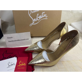 Christian Louboutin Iriza 100mm Pumps Crocodile Embossed Gold