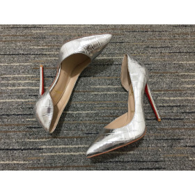 Christian Louboutin Iriza 100mm Pumps Crocodile Embossed Silver