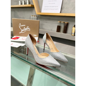 Christian Louboutin Iriza 85mm Pumps Glittered Calf Leather Silver