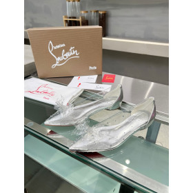 Christian Louboutin Jelly Strass Flats Pvc Iridescent Nappa Leather And Strass Silver