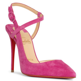 Christian Louboutin Jenlove Ankle Strap Pumps 100mm Suede Pink