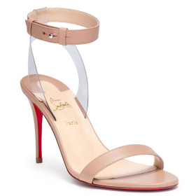 Christian Louboutin Jonatina 85 PVC Leather Sandals Nude