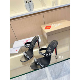 Christian Louboutin Just Chain 85mm Sandals Black Nappa Leather