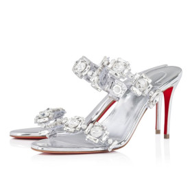 Christian Louboutin Just Jewel 85 Mm Sandals Tpu And Specchio Leather Crystal