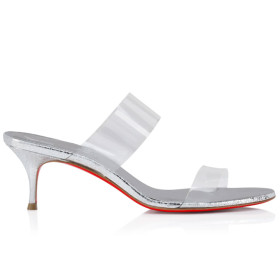 Christian Louboutin Just Nothing 60Mm Mules Tpu And Laminated Calf Leather Silver