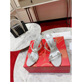 Christian Louboutin Just Queen 100 mm Mules Glitter Silver
