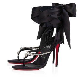 Christian Louboutin Just Queenie Du Desert Sandal 100mm Crepe Satin Black