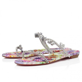 Christian Louboutin Just Queenie Mules Pvc And Calf Leather Blooming Print Multicolor