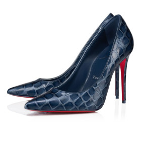 Christian Louboutin Kate 100 Mm Pumps Alligator Embossed Calf Leather Blue