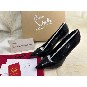 Christian Louboutin Kate 120 Mm Pumps Embossed Patent Calf Leather Birdy Black
