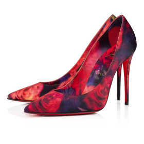 Christian Louboutin Kate 100 Mm Pumps Roses Printed Crepe Satin Multicolor