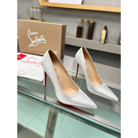 Christian Louboutin Kate 105mm Pumps Sequin Fabric Silver