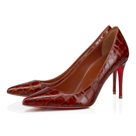 Christian Louboutin Kate 85 mm Pumps Alligator Embossed Calf Leather Acajou