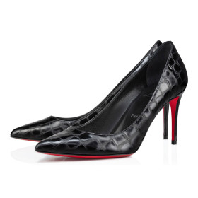 Christian Louboutin Kate 85 mm Pumps Alligator Embossed Calf Leather Black