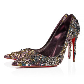 Christian Louboutin Kate Max Strass Eternity 100mm Pumps Metallic Suede And Eternity Strass Anthracite