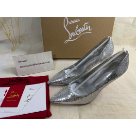 Christian Louboutin Kate Mini Paillettes 100 Mm Pumps Crepe Satin Silver