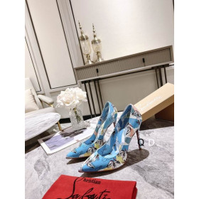 Christian Louboutin Kate Pumps 100mm Graphic Printed Patent Leather Blue