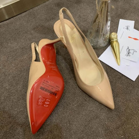 Christian Louboutin Kate Sling Pumps 80mm Patent Leather Nude
