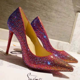 Christian Louboutin Kate Strass Degrade 100mm Pumps Red
