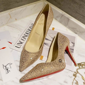 ChristChristian Louboutin Kate Strass Degrade Pumps 100mm Suede Beige