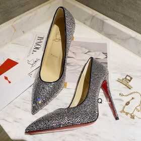 Christian Louboutin Kate Strass Degrade Pumps 100mm Suede Black
