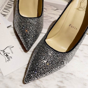 Christian Louboutin Kate Strass Degrade Pumps 100mm Suede Black