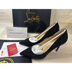 Christian Louboutin Kate Strass Embellished Pumps 105mm Suede Black