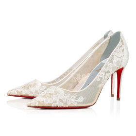 Christian Louboutin Lace 554 Pumps 85mm Low-Cut White