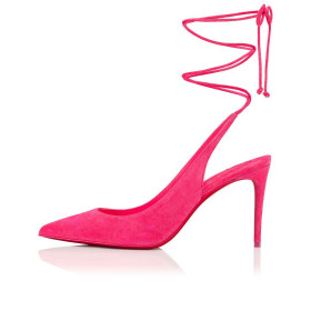 Christian Louboutin Lace Up Kate Pumps 85mm Veau Velours Pink