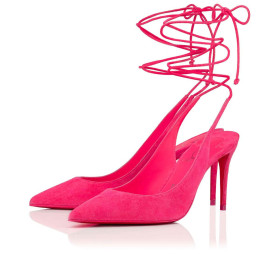 Christian Louboutin Lace Up Kate Pumps 85mm Veau Velours Pink