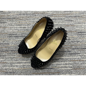 Christian Louboutin Lady Peep Spikes Platform Pumps 150mm Suede Black