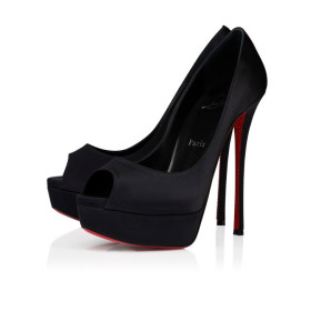 Christian Louboutin Lady Peep Suola Strass 150 Mm Pumps Crepe Satin Black
