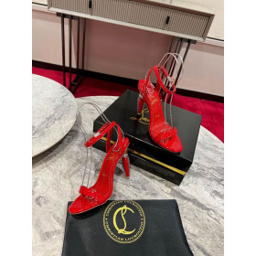 Christian Louboutin Lipgloss Queen Sandals 100mm Patent Leather Red