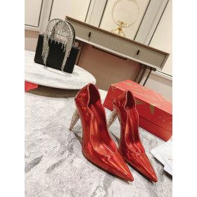 Christian Louboutin Lipstrass Crystal-Embellished Pumps 100MM Patent Red