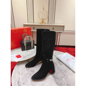 Christian Louboutin Lock Botta 70 mm Knee-High Boots Suede Black